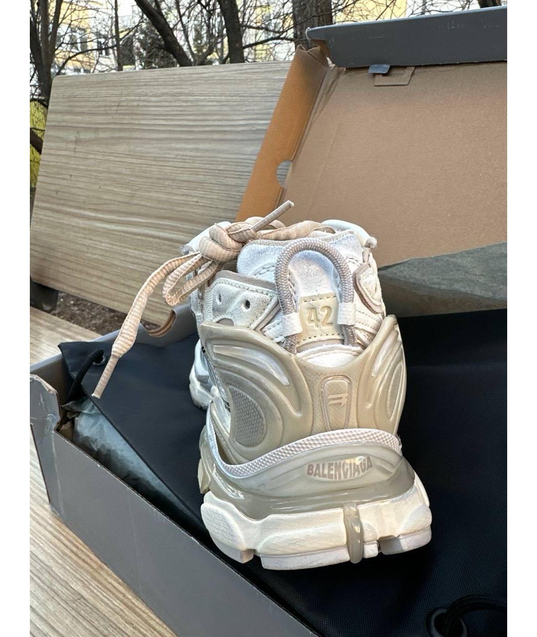 BALENCIAGA Бежевые низкие кроссовки / кеды из искусственной кожи, фото 4
