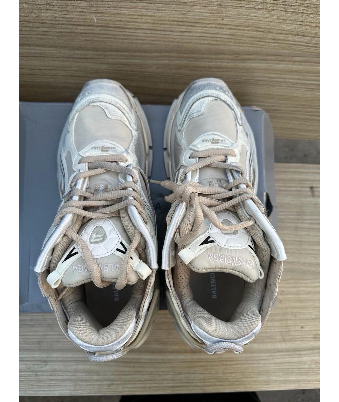 BALENCIAGA Бежевые низкие кроссовки / кеды из искусственной кожи, фото 3