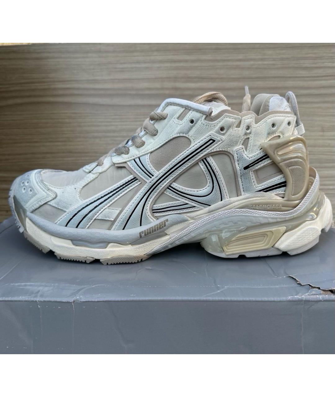 BALENCIAGA Бежевые низкие кроссовки / кеды из искусственной кожи, фото 8