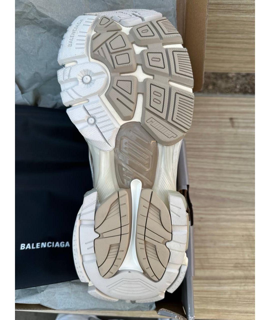 BALENCIAGA Бежевые низкие кроссовки / кеды из искусственной кожи, фото 7