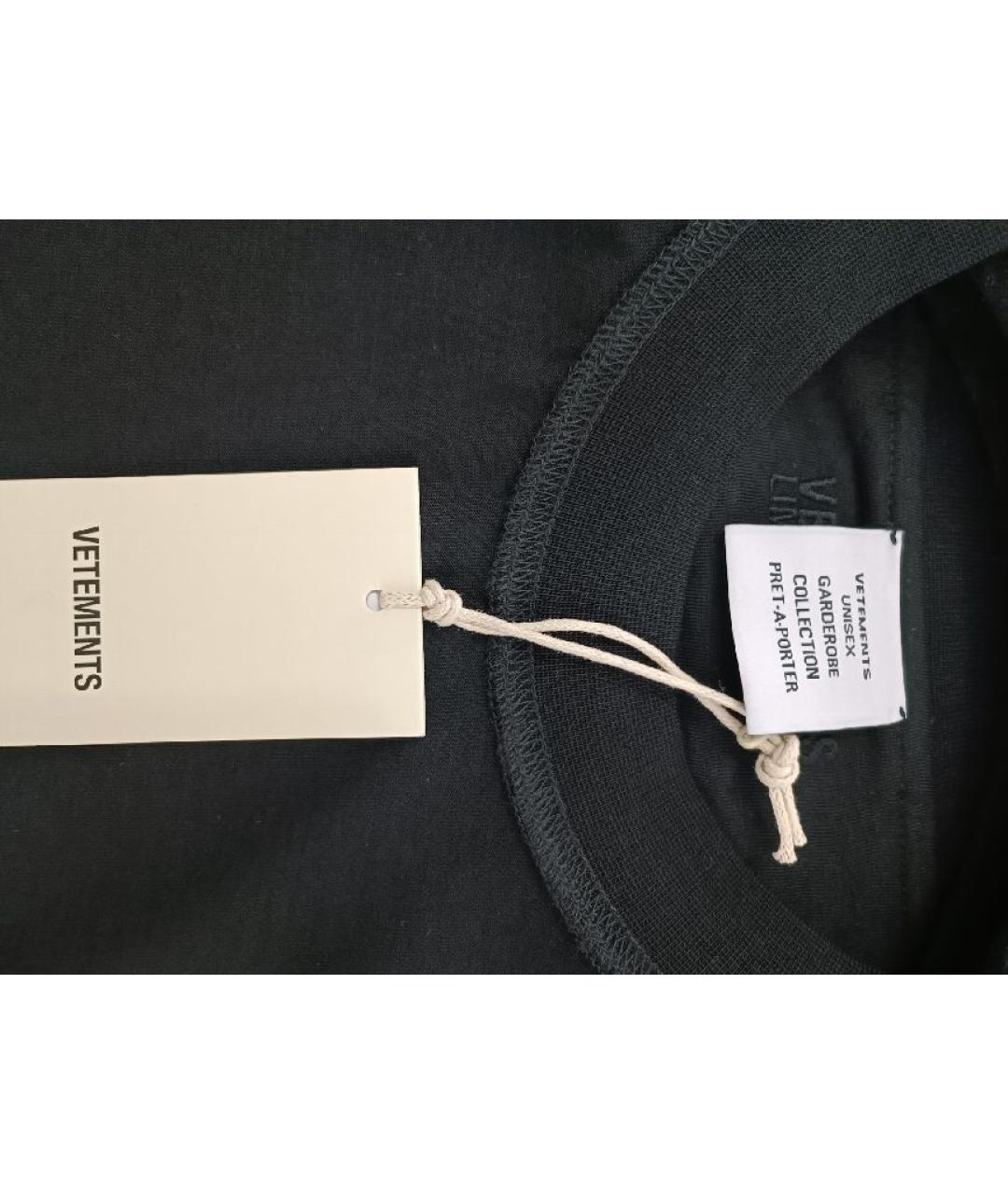 VETEMENTS Черная хлопковая футболка, фото 3