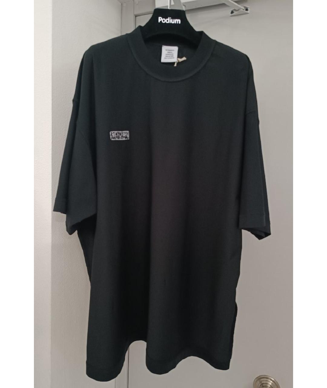 VETEMENTS Черная хлопковая футболка, фото 8