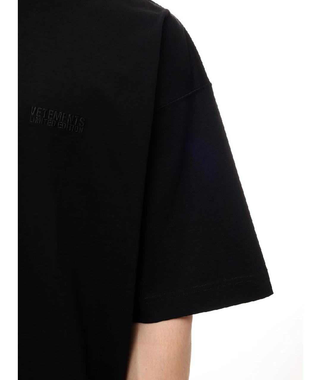 VETEMENTS Черная хлопковая футболка, фото 6