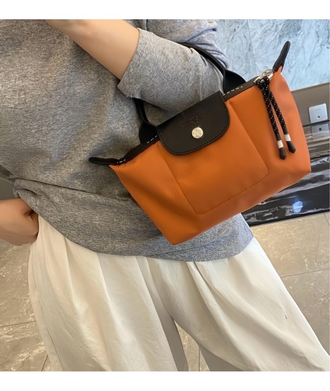 LONGCHAMP Оранжевая сумка с короткими ручками, фото 7