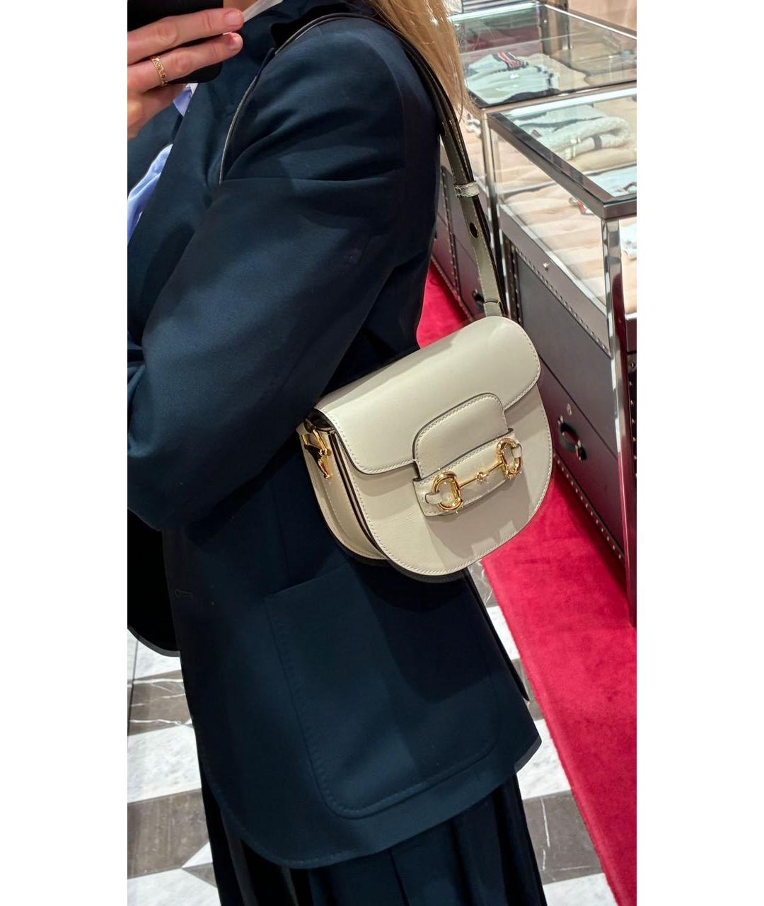 GUCCI Белая кожаная сумка через плечо, фото 2