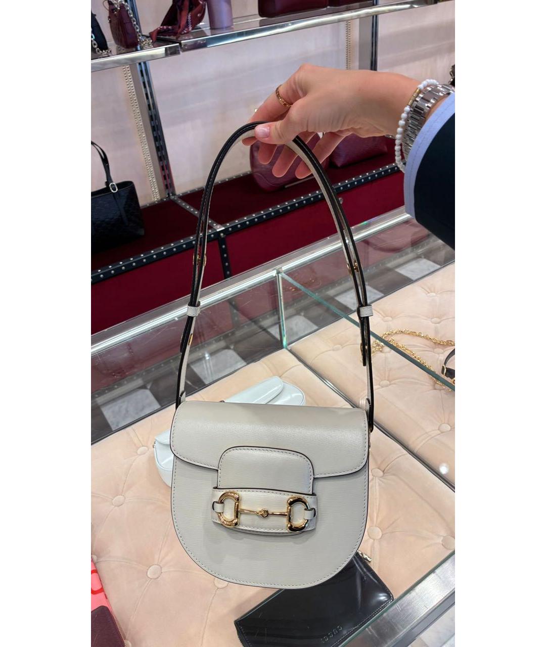 GUCCI Белая кожаная сумка через плечо, фото 5