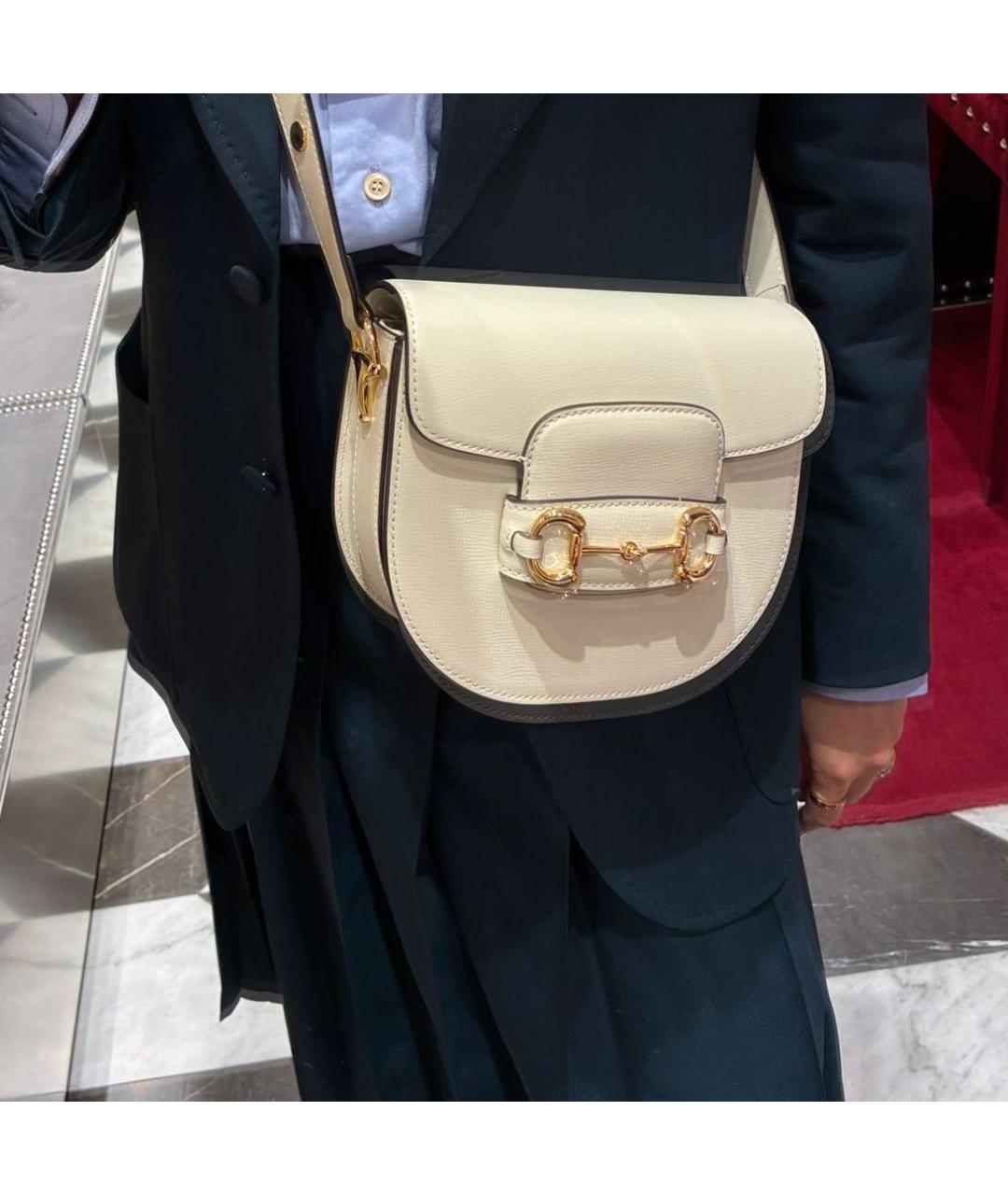 GUCCI Белая кожаная сумка через плечо, фото 4