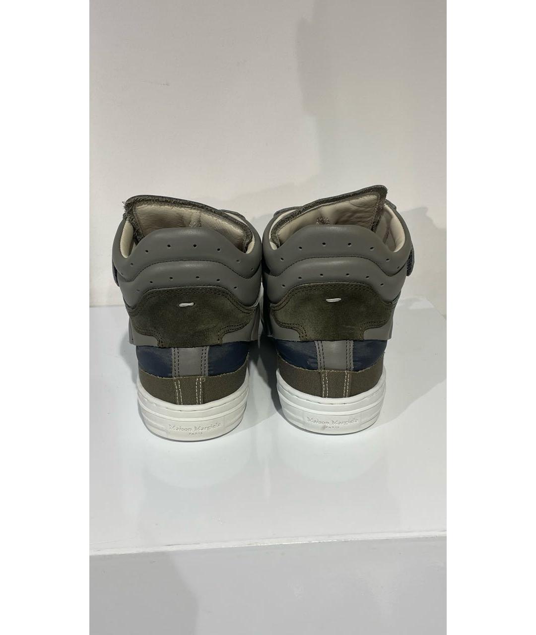 MAISON MARGIELA Зеленые текстильные высокие кроссовки / кеды, фото 4