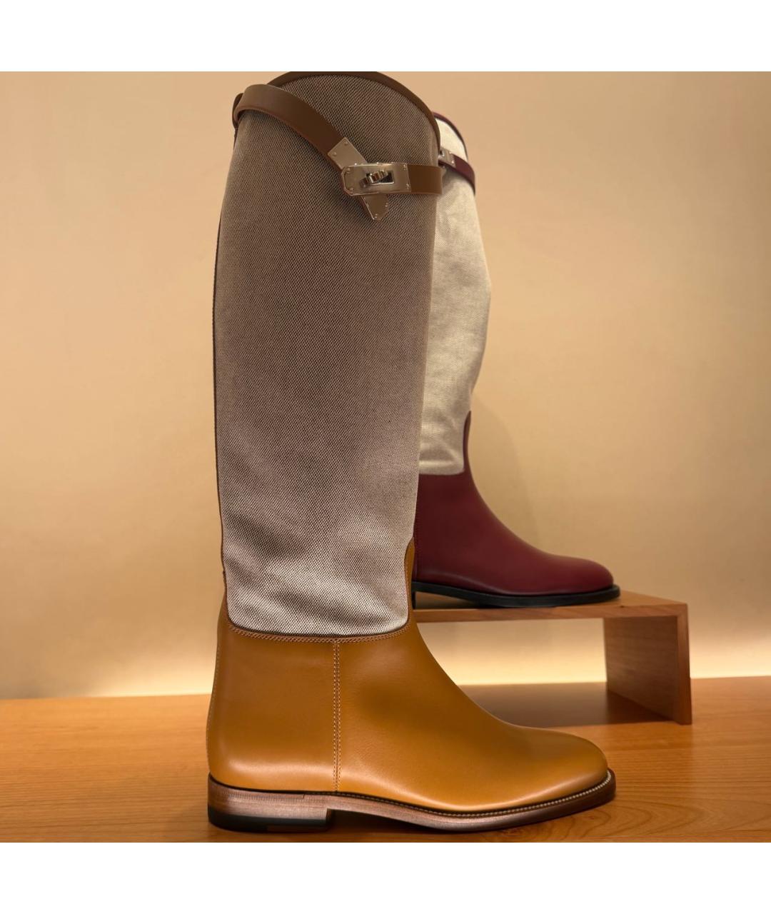 HERMES Коричневые кожаные сапоги, фото 6