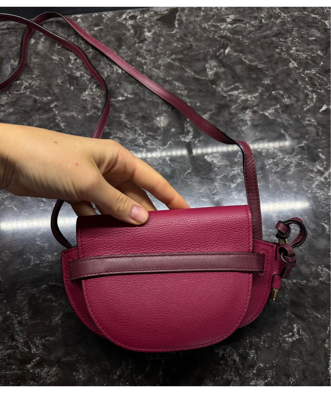 LOEWE Бордовая кожаная сумка через плечо, фото 3