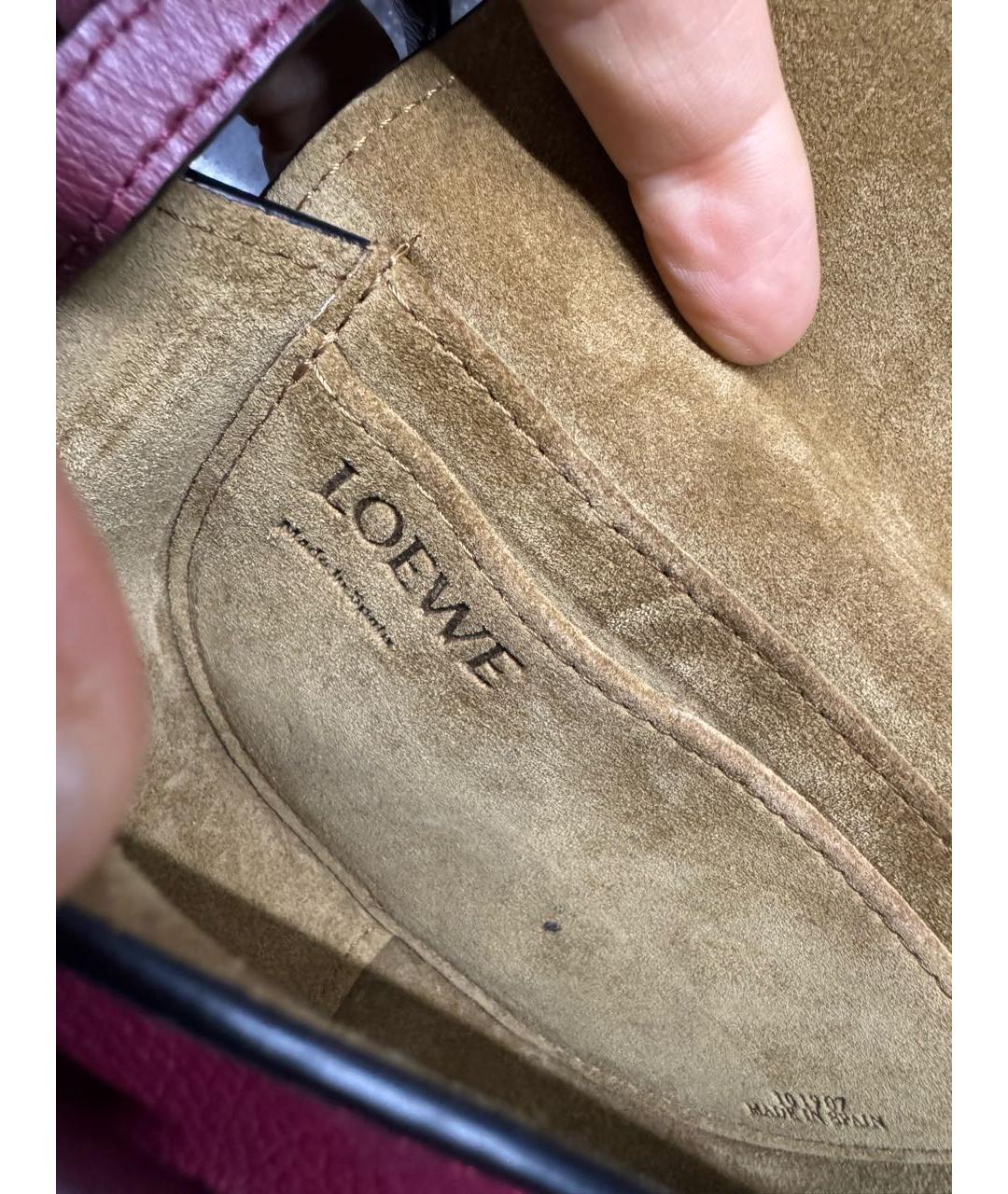 LOEWE Бордовая кожаная сумка через плечо, фото 5