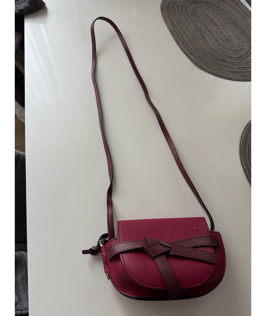 LOEWE Бордовая кожаная сумка через плечо, фото 2