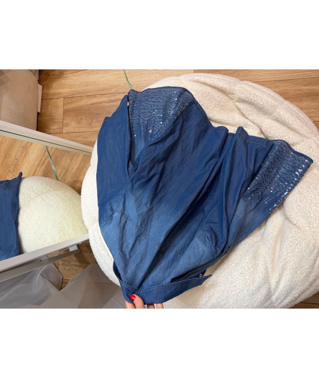 MARELLA Синяя хлопковая рубашка, фото 4