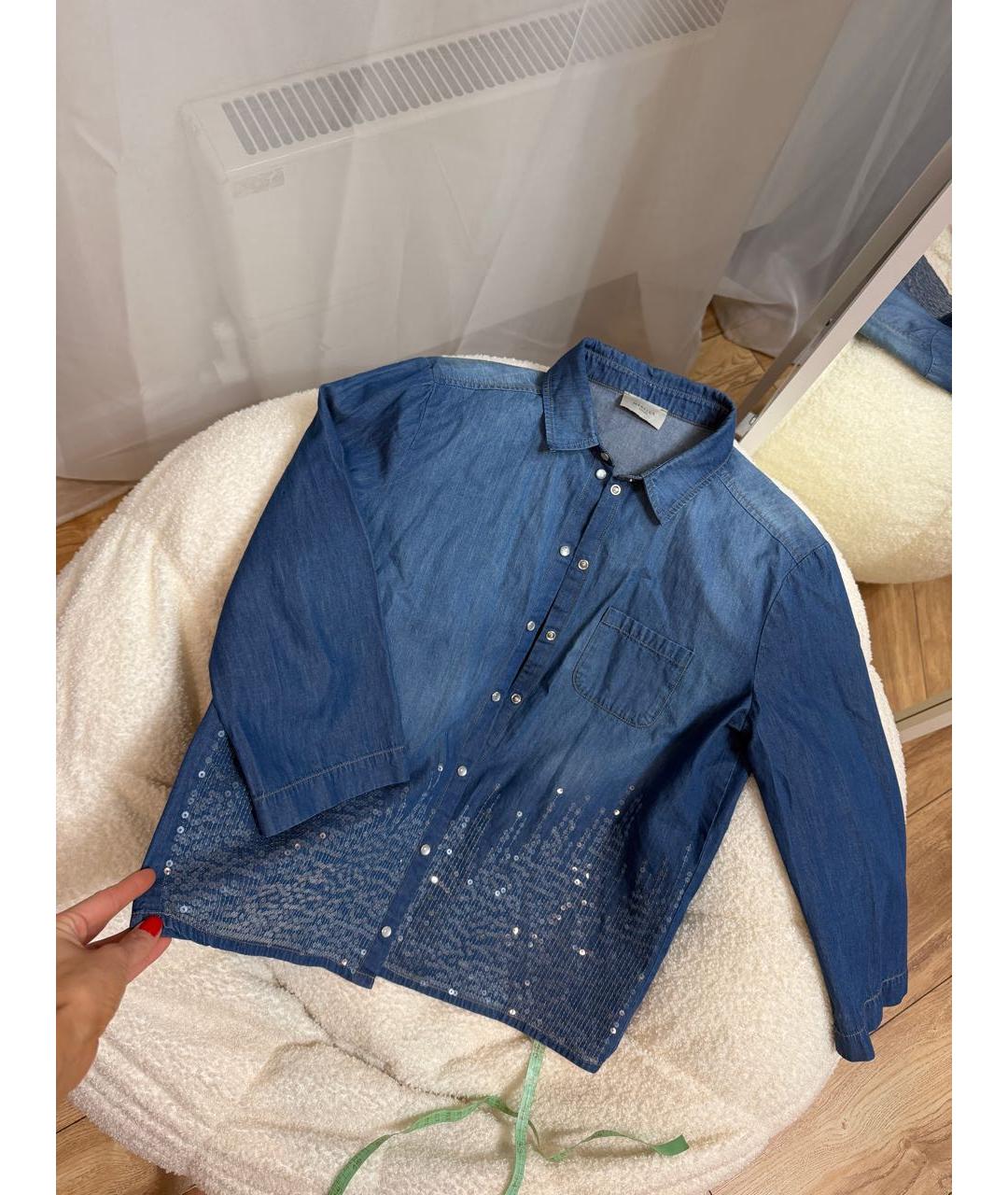 MARELLA Синяя хлопковая рубашка, фото 8