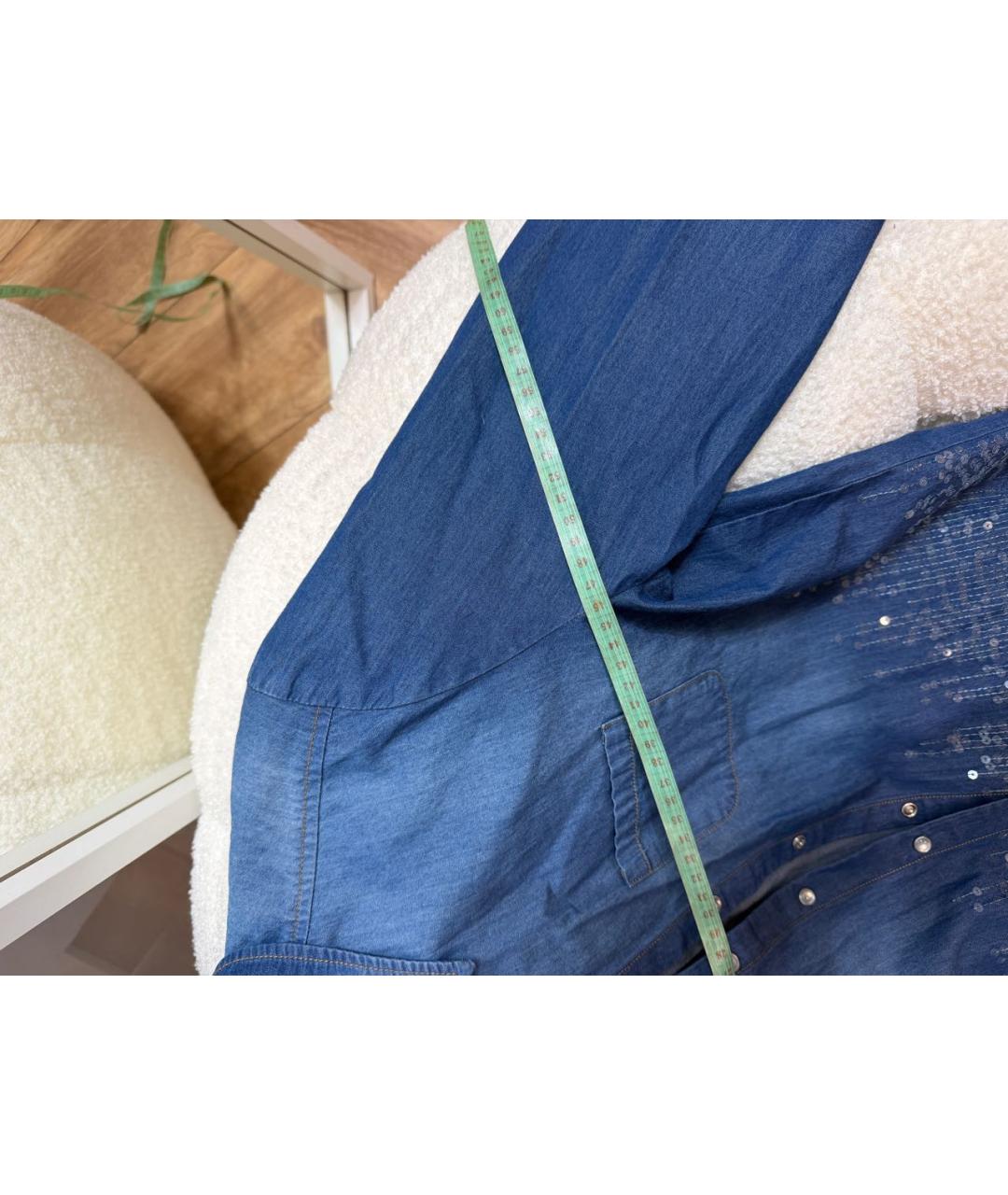 MARELLA Синяя хлопковая рубашка, фото 5