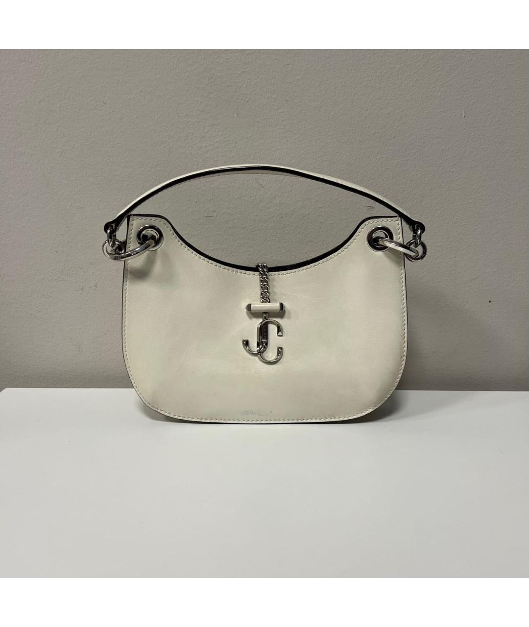 JIMMY CHOO Белая кожаная сумка с короткими ручками, фото 7