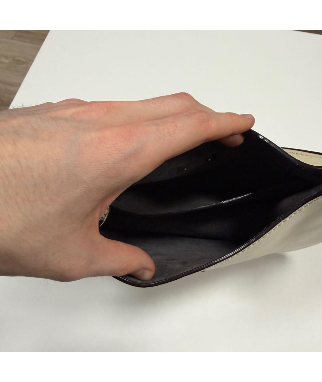 JIMMY CHOO Белая кожаная сумка с короткими ручками, фото 6