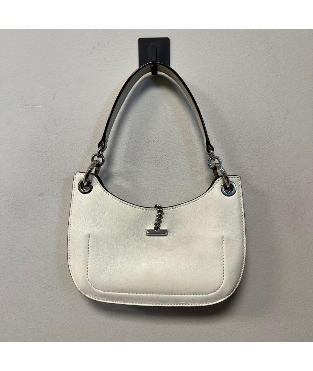 JIMMY CHOO Белая кожаная сумка с короткими ручками, фото 3