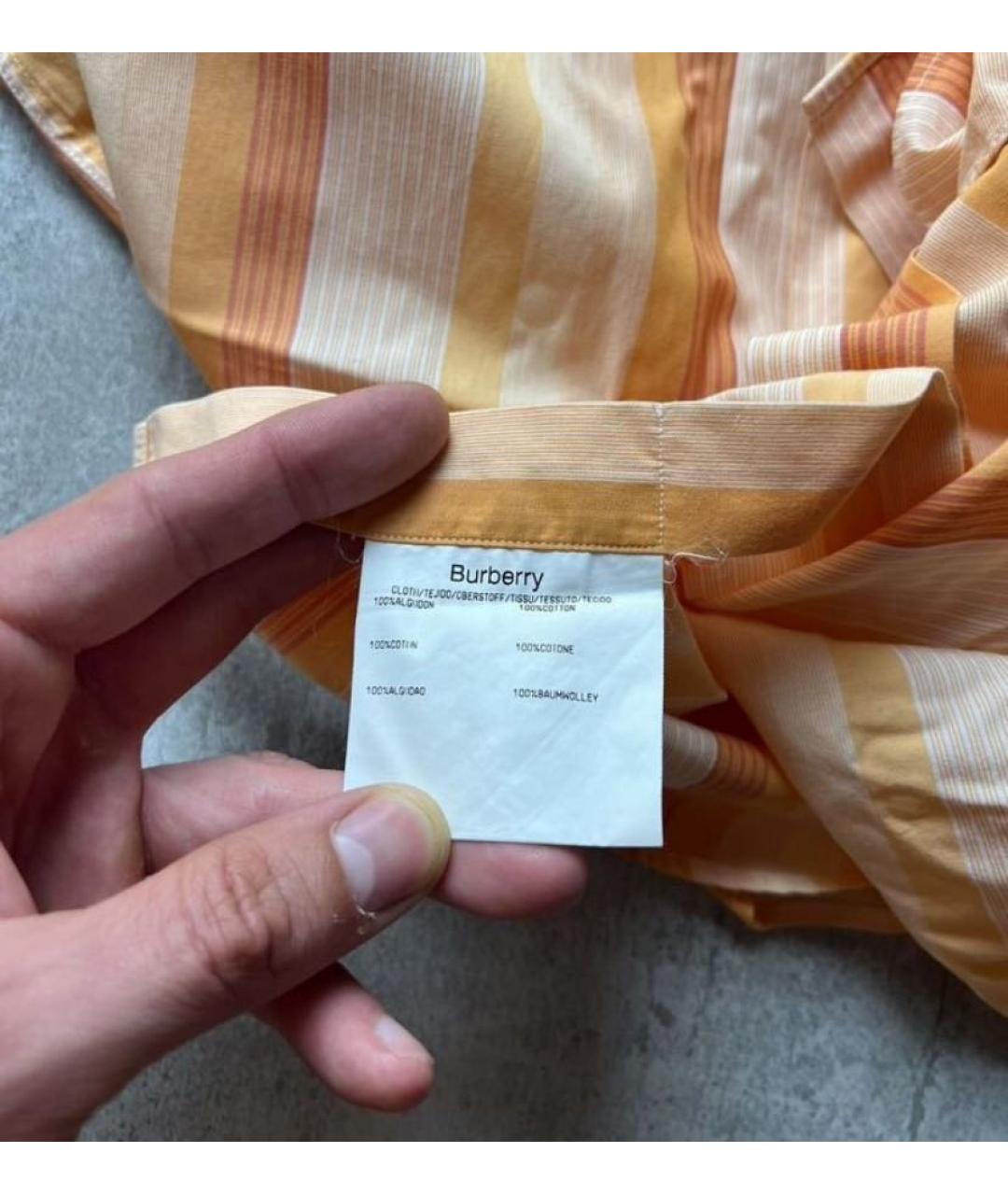 BURBERRY Оранжевая хлопковая кэжуал рубашка, фото 5