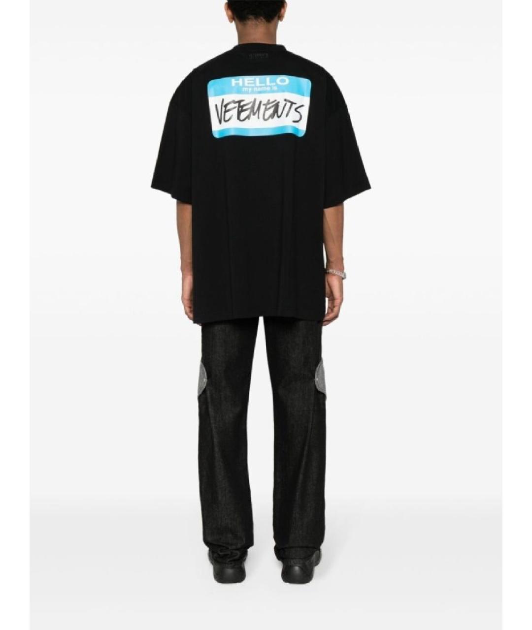 VETEMENTS Черная хлопковая футболка, фото 7