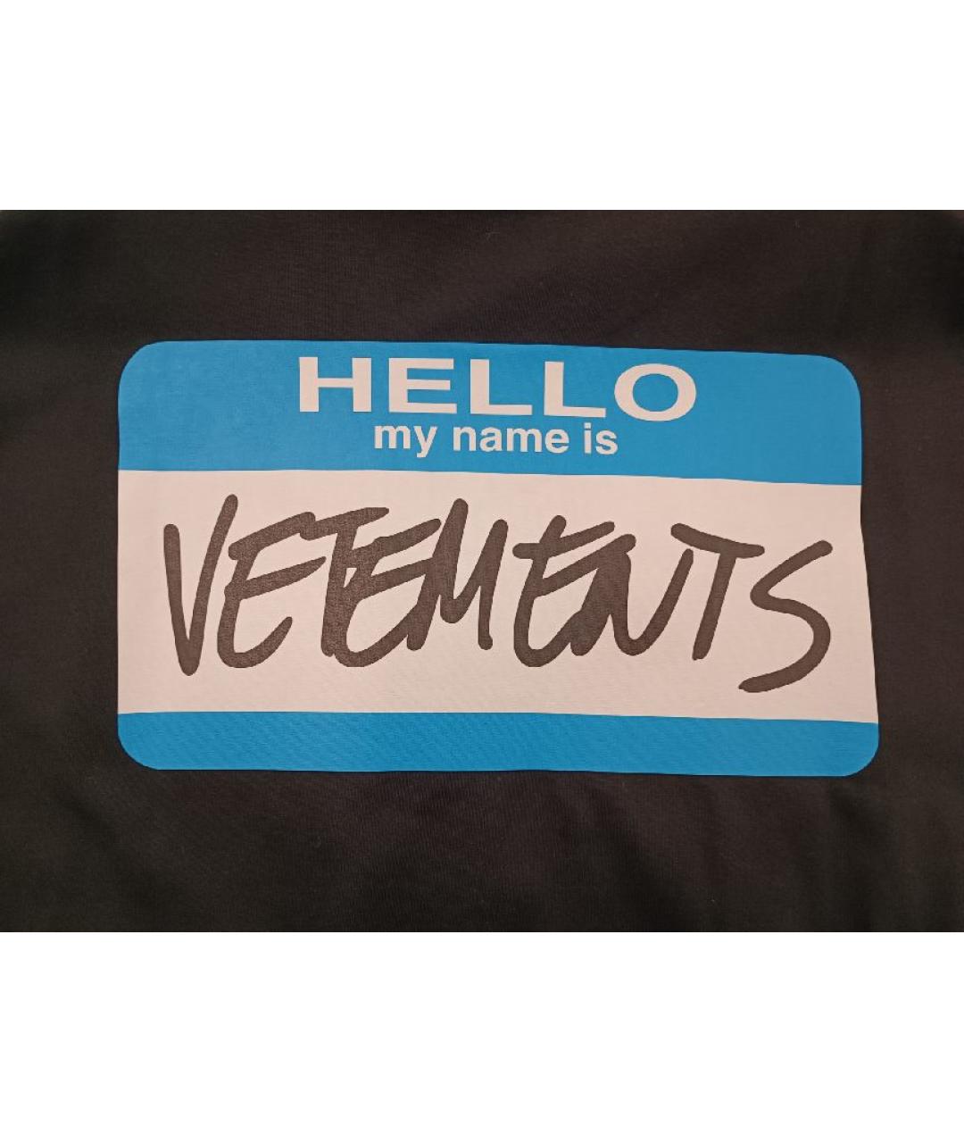 VETEMENTS Черная хлопковая футболка, фото 4