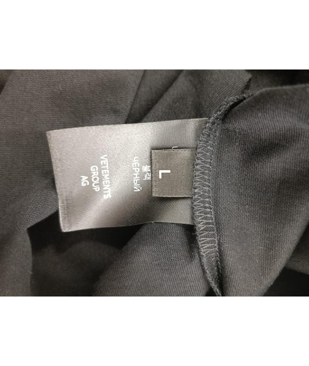 VETEMENTS Черная хлопковая футболка, фото 5