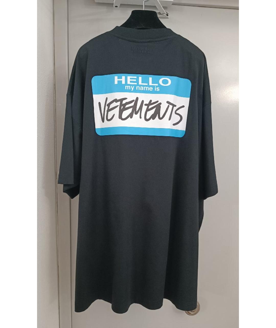 VETEMENTS Черная хлопковая футболка, фото 2