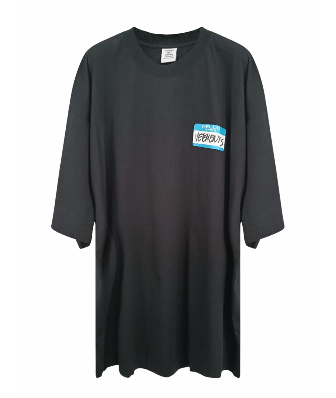 VETEMENTS Черная хлопковая футболка, фото 1