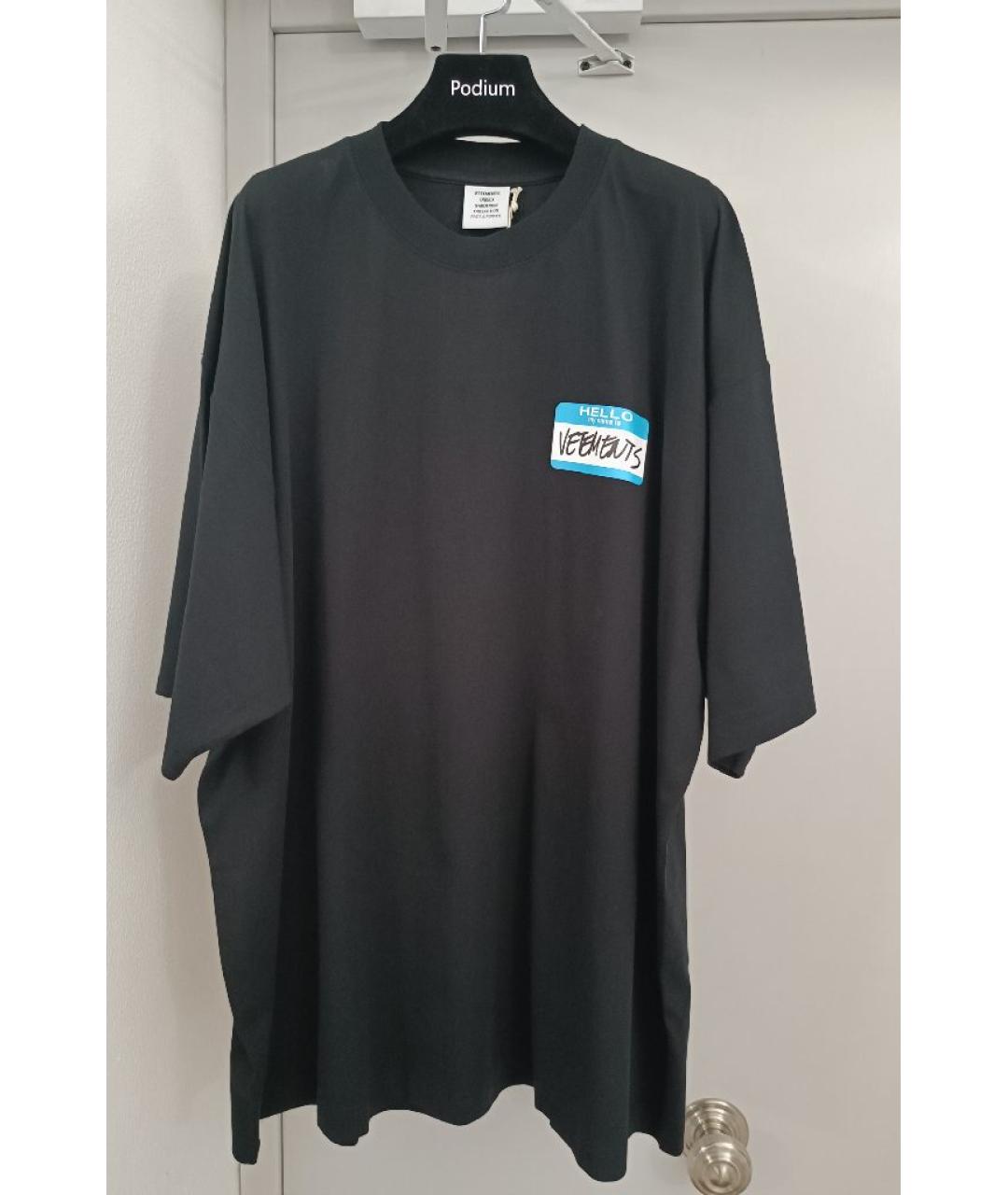 VETEMENTS Черная хлопковая футболка, фото 8