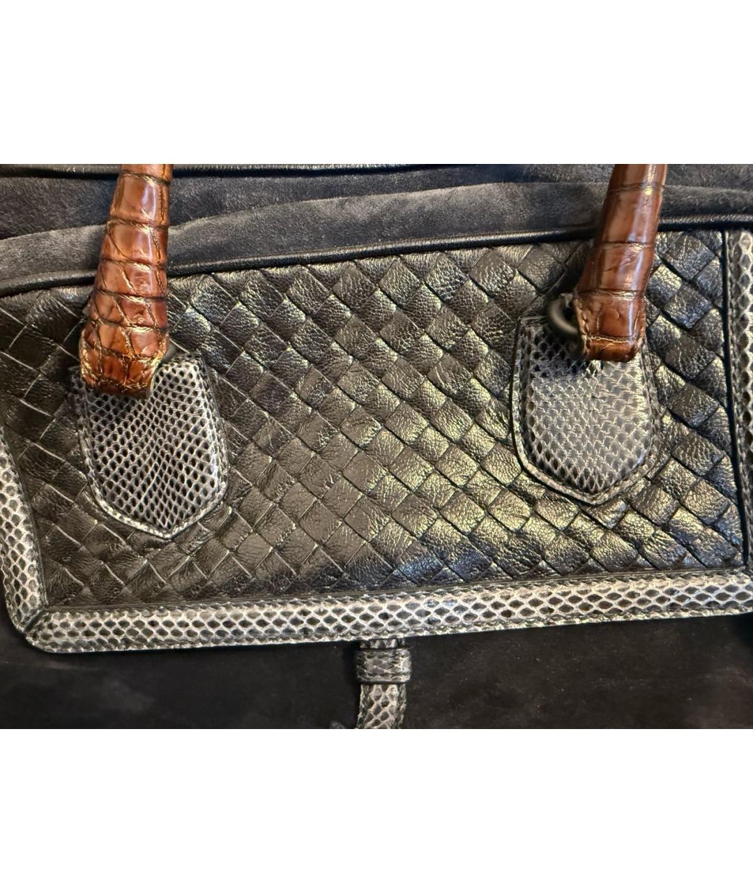 BOTTEGA VENETA Темно-синяя замшевая сумка с короткими ручками, фото 4