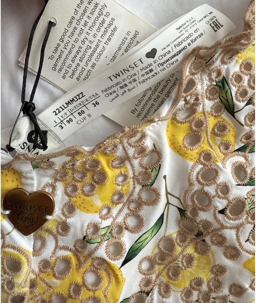 TWIN-SET Желтый полиамидовый купальник, фото 7