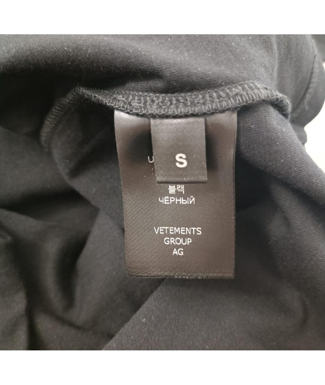 VETEMENTS Черная хлопковая футболка, фото 4