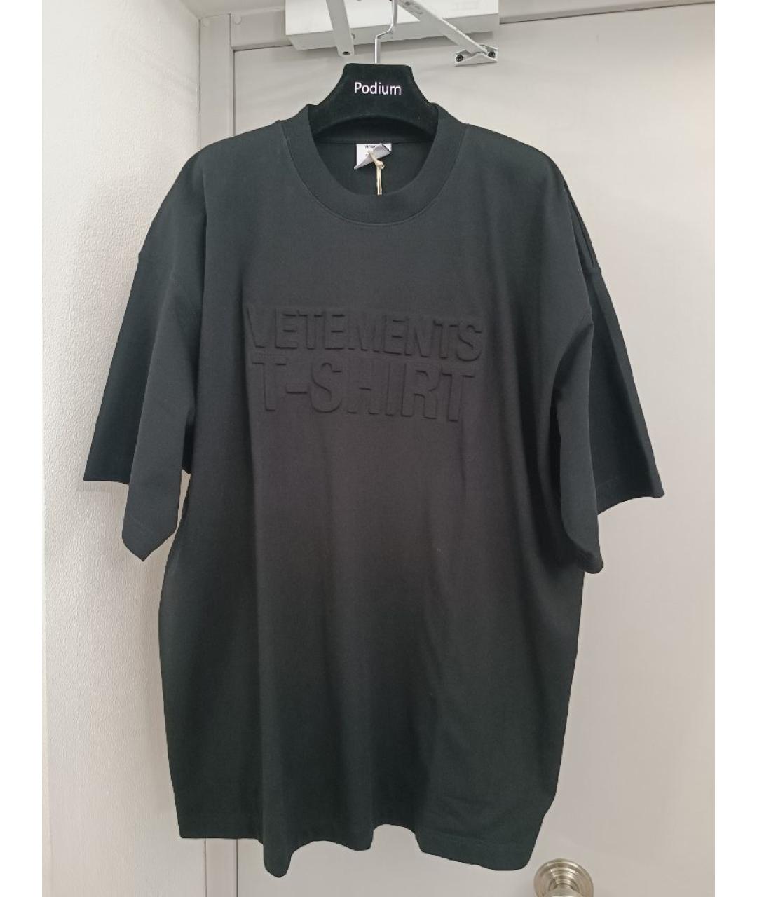 VETEMENTS Черная хлопковая футболка, фото 5