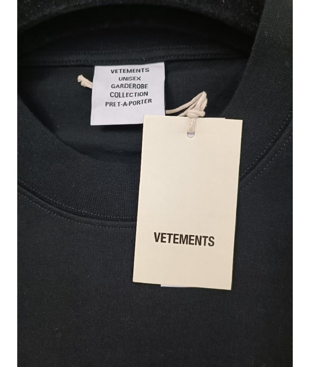 VETEMENTS Черная хлопковая футболка, фото 3