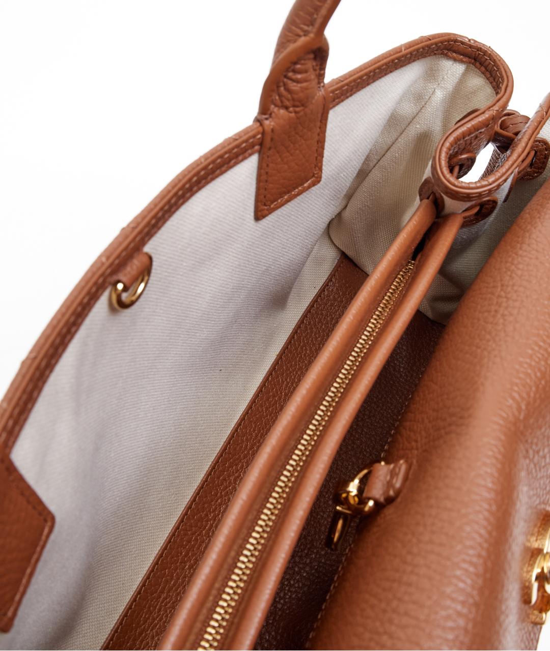 CHANEL Коричневая кожаная сумка с короткими ручками, фото 6