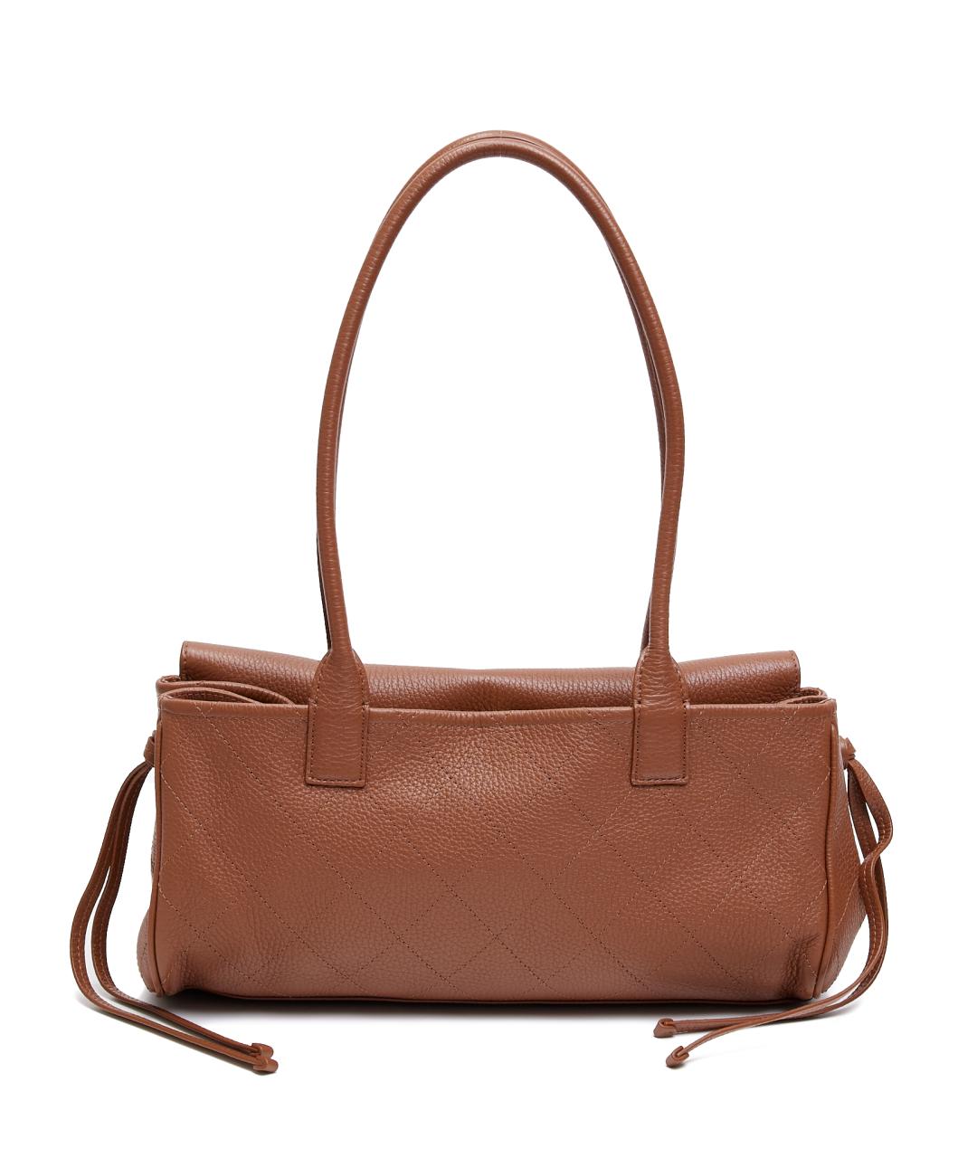 CHANEL Коричневая кожаная сумка с короткими ручками, фото 3