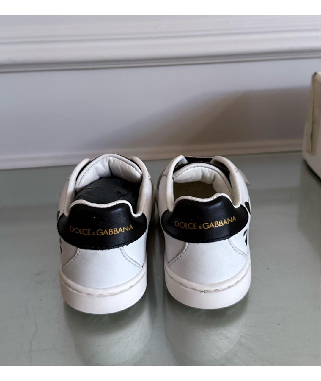 DOLCE&GABBANA Белые кожаные кеды, фото 4