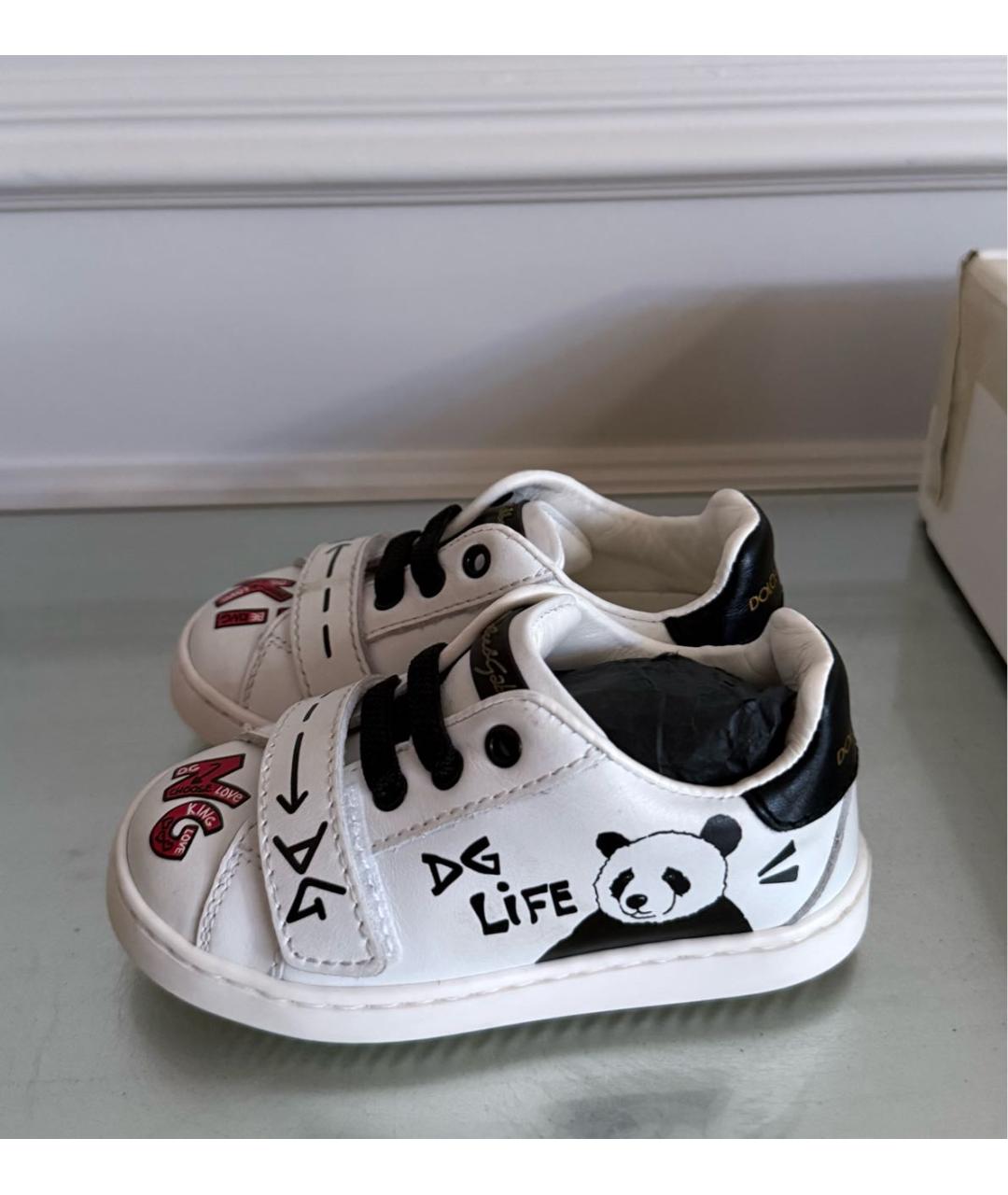 DOLCE&GABBANA Белые кожаные кеды, фото 3