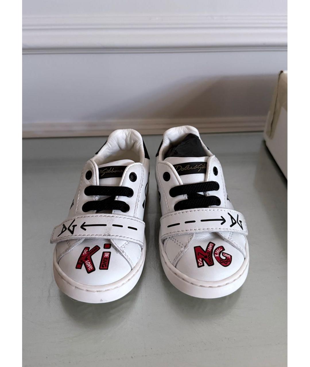 DOLCE&GABBANA Белые кожаные кеды, фото 2