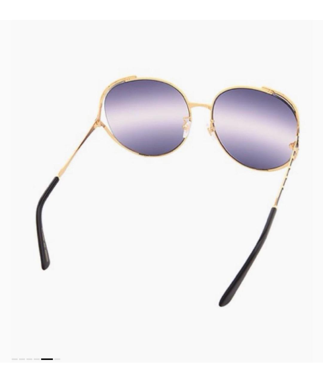 GUCCI Золотые металлические солнцезащитные очки, фото 6
