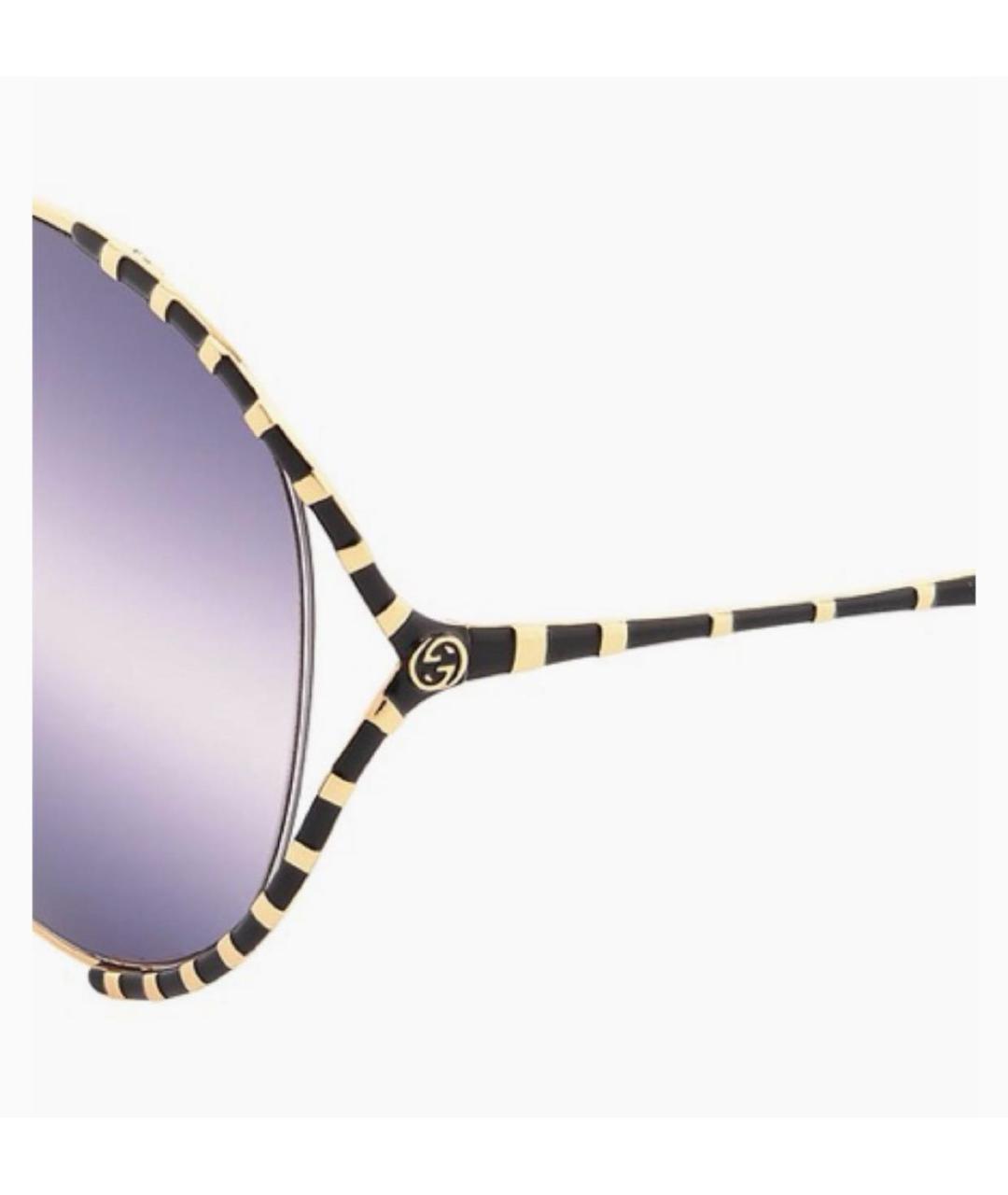 GUCCI Золотые металлические солнцезащитные очки, фото 7