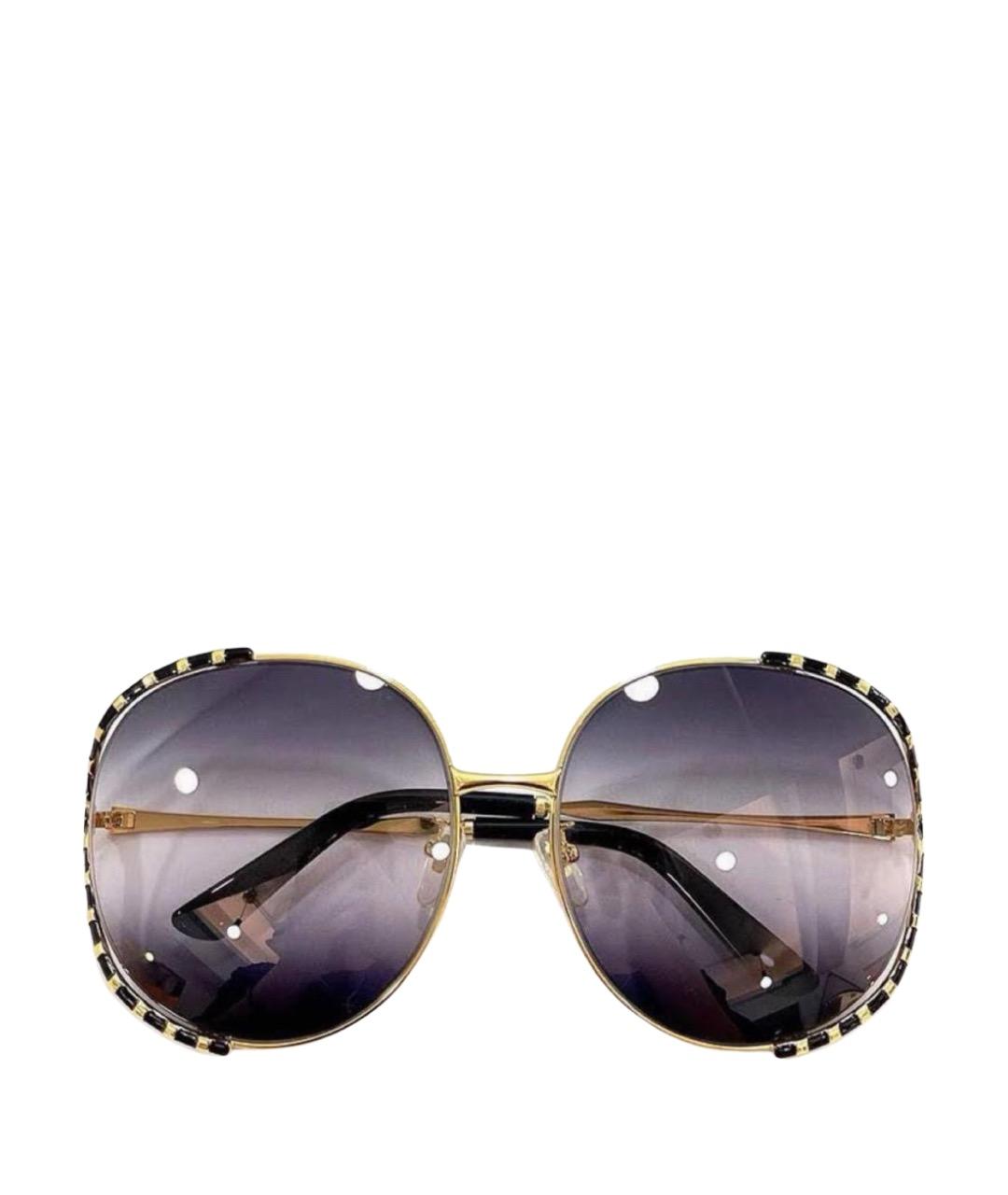 GUCCI Золотые металлические солнцезащитные очки, фото 1