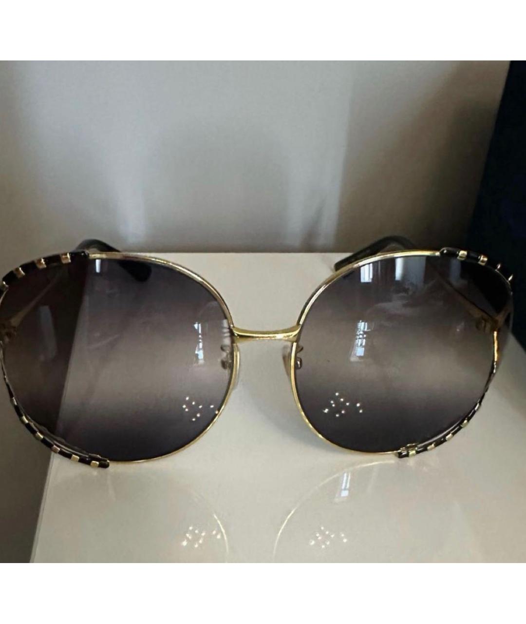 GUCCI Золотые металлические солнцезащитные очки, фото 5