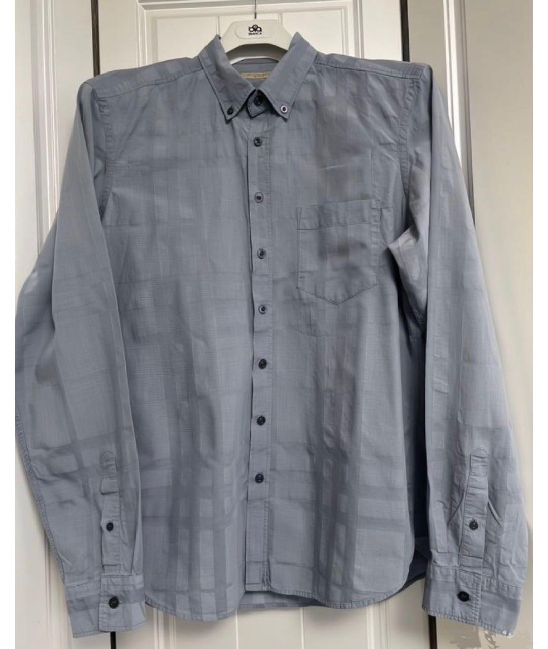 BURBERRY Голубая хлопковая кэжуал рубашка, фото 8