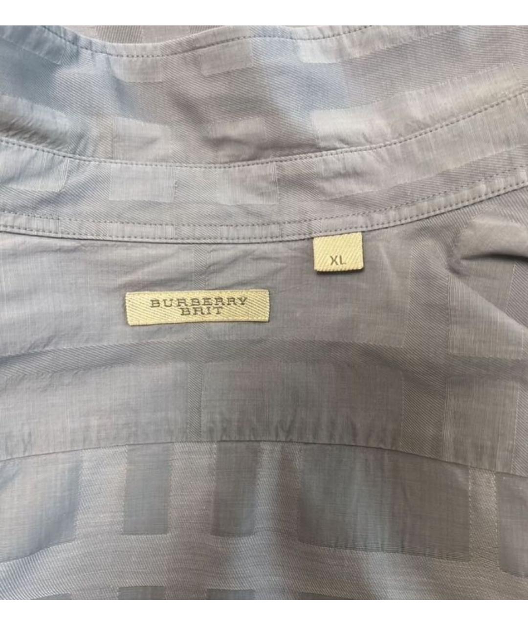 BURBERRY Голубая хлопковая кэжуал рубашка, фото 5