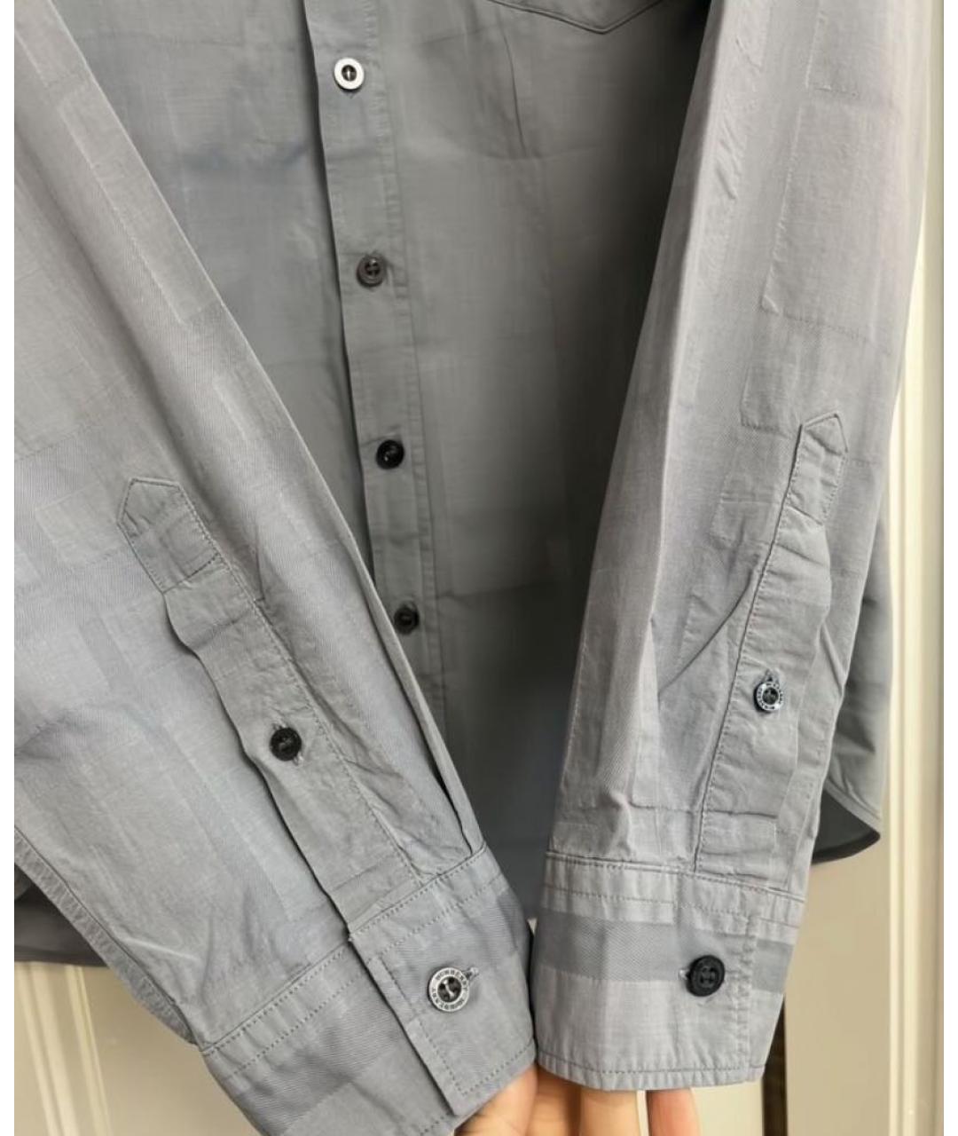 BURBERRY Голубая хлопковая кэжуал рубашка, фото 4