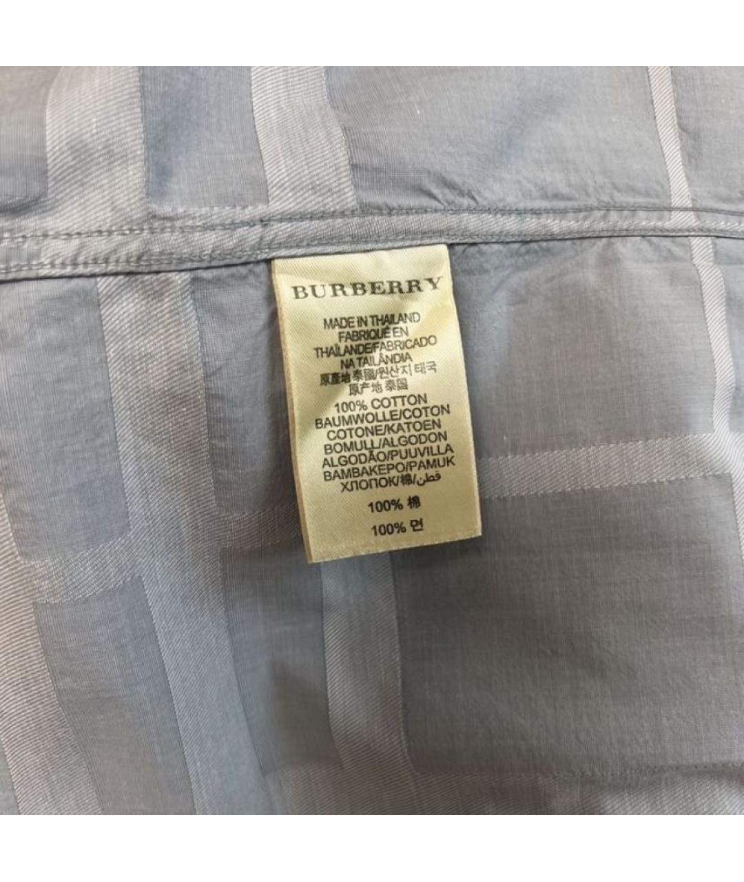 BURBERRY Голубая хлопковая кэжуал рубашка, фото 6