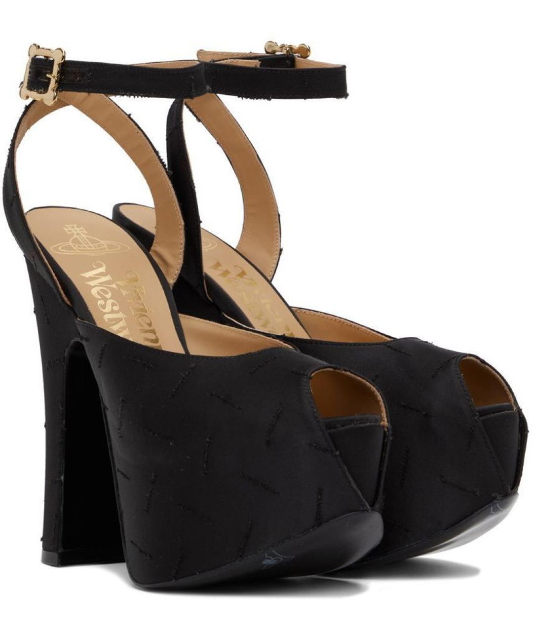 VIVIENNE WESTWOOD Черные текстильные босоножки, фото 3