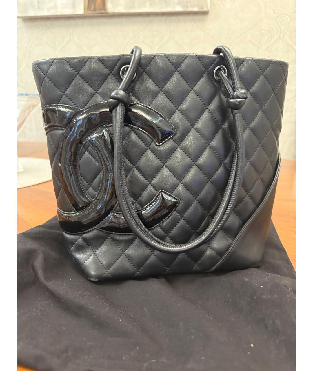 CHANEL Черная кожаная сумка тоут, фото 6