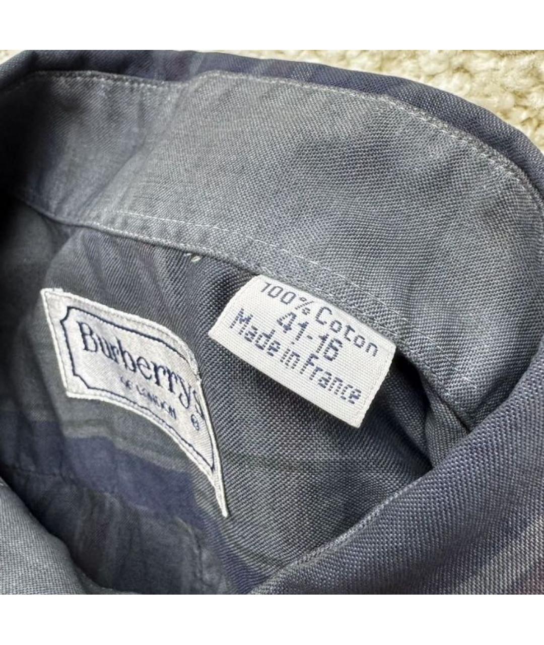 BURBERRY Темно-синяя хлопковая кэжуал рубашка, фото 4